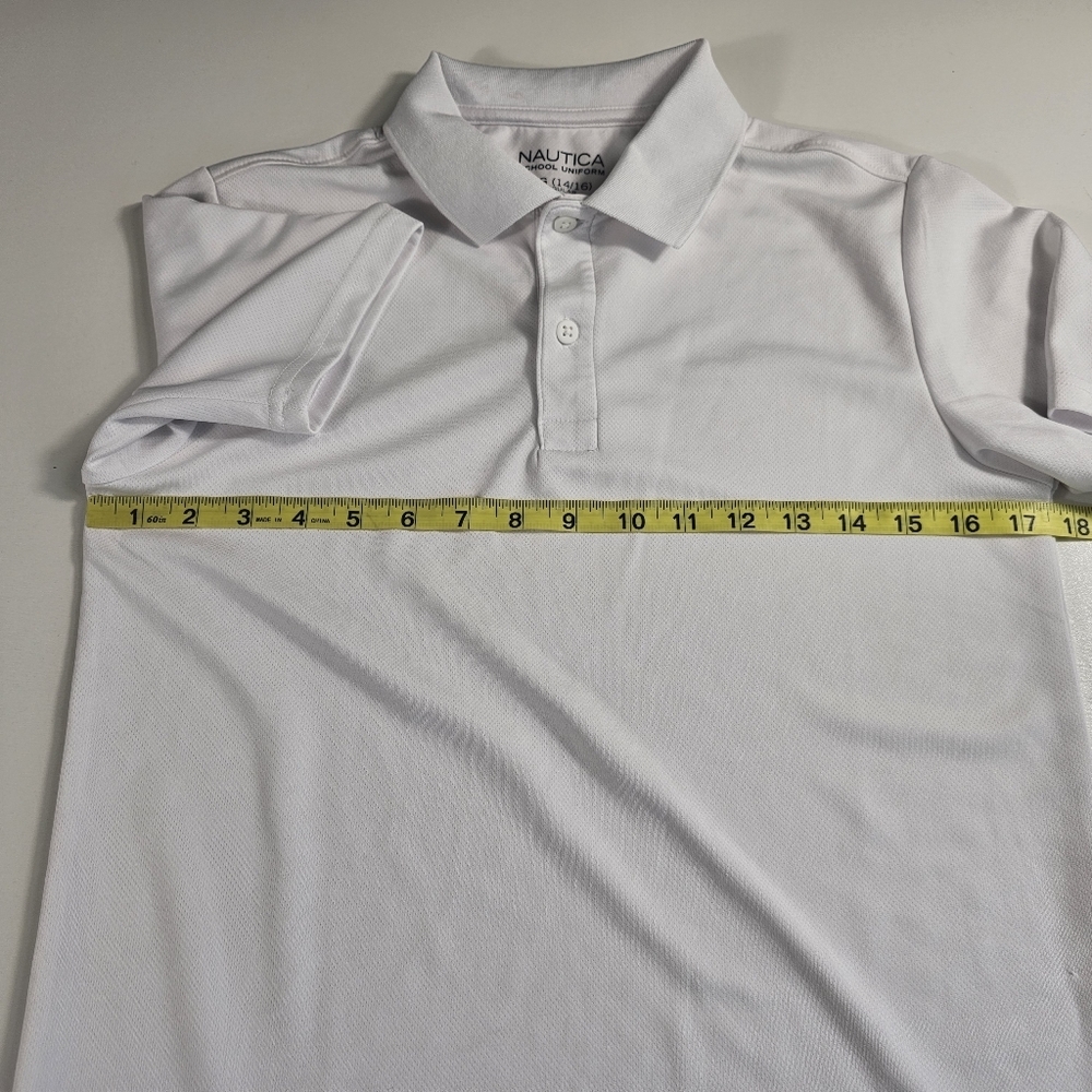 White nautica polo school uniform shirt Short Sleeve Performance Feel 14/16 L - Picture 6 of 6